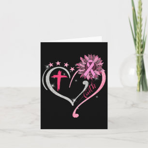 Medvetenhet om bröstcancer Solros Faith Heart Rosa Kort
