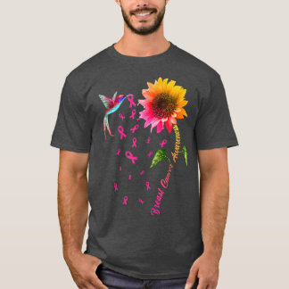 Medvetenhet om bröstcancer Solros Hummingbird T Shirt