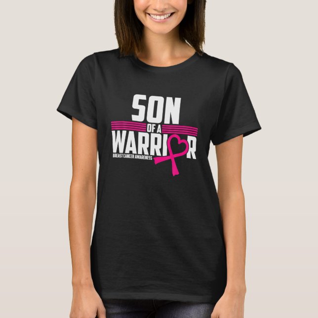 Medvetenhet om bröstcancer Son till Warrior Rosa T Shirt (Framsida)