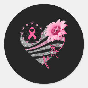 Medvetenhet om bröstcancer Sun Flower Faith Bling Runt Klistermärke