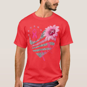 Medvetenhet om bröstcancer Sun Flower Faith Bling T Shirt