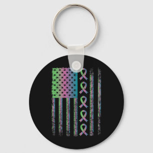 Medvetenhet om bröstcancer Survivor Gift Flagga Nyckelring