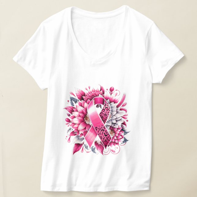 Medvetenhet om bröstcancer T- Shirt T (Laydown)