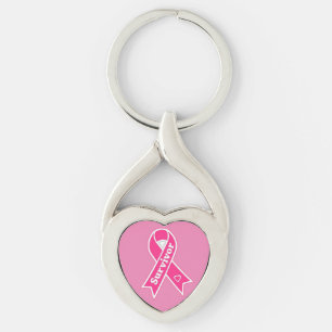 Medvetenhet om bröstcancer twisted heart silverfärgad nyckelring