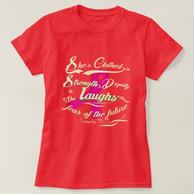 Medvetenhet om bröstcancer utan rädsla t shirt (Design framsida)