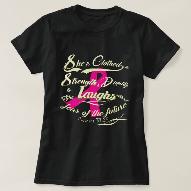 Medvetenhet om bröstcancer utan rädsla tee shirt (Design framsida)