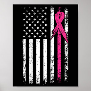 Medvetenhet om bröstcancer vid amerikansk Flagga Poster