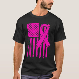 Medvetenhet om bröstcancer vid amerikansk Flagga T Shirt