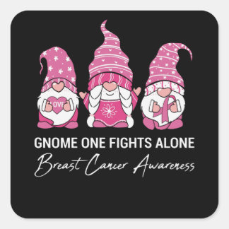 Medvetenhet om bröstcancer vid Gnome One Fight Ens Fyrkantigt Klistermärke