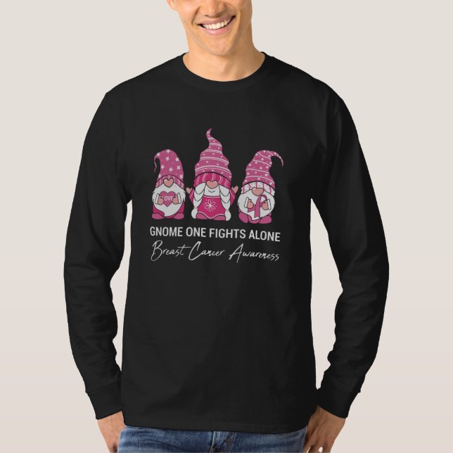 Medvetenhet om bröstcancer vid Gnome One Fight Ens T Shirt (Framsida)