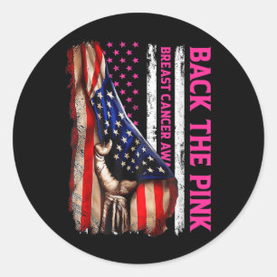 Medvetenhet om bröstcancer vid Rosa American Fla Runt Klistermärke