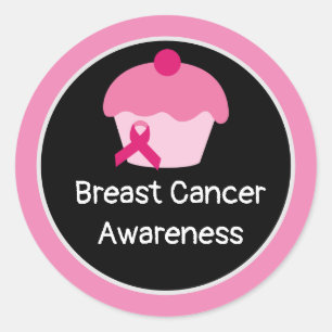 Medvetenhet om bröstcancer vid Rosa Kopp Cake Runt Klistermärke