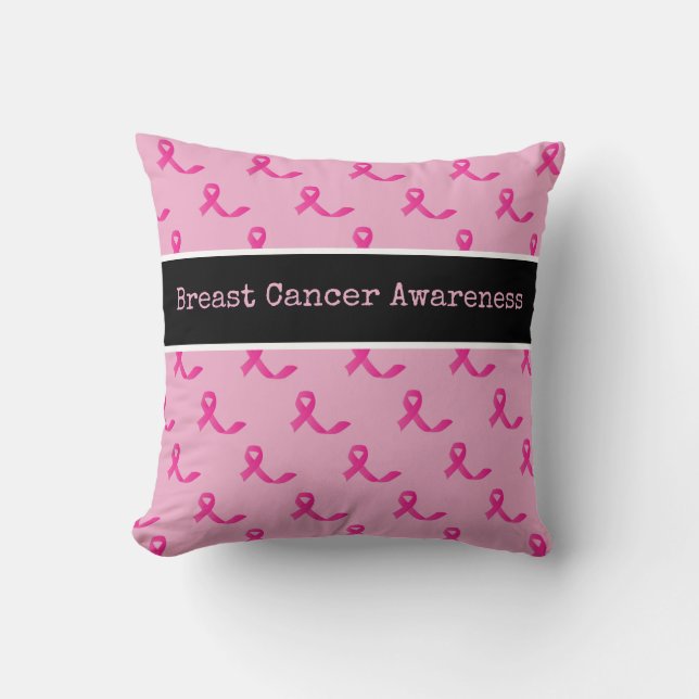 Medvetenhet om bröstcancer vid Rosa Ribbon Kudde (Framsida)