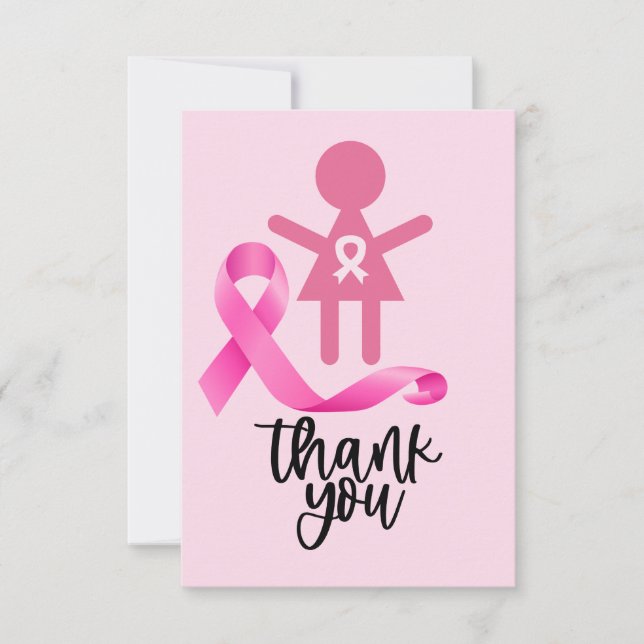 Medvetenhet om bröstcancer vid Rosa Ribbon Tack Kort (Framsida)