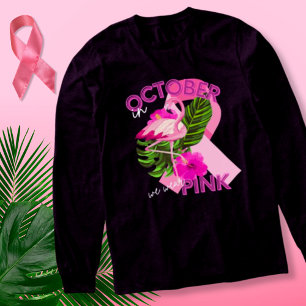 Medvetenhet om bröstcancer vid tropisk Rosa Flamin T Shirt