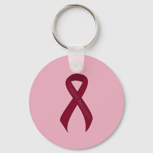 Medvetenhet om Burgundy Ribbon Support Nyckelring