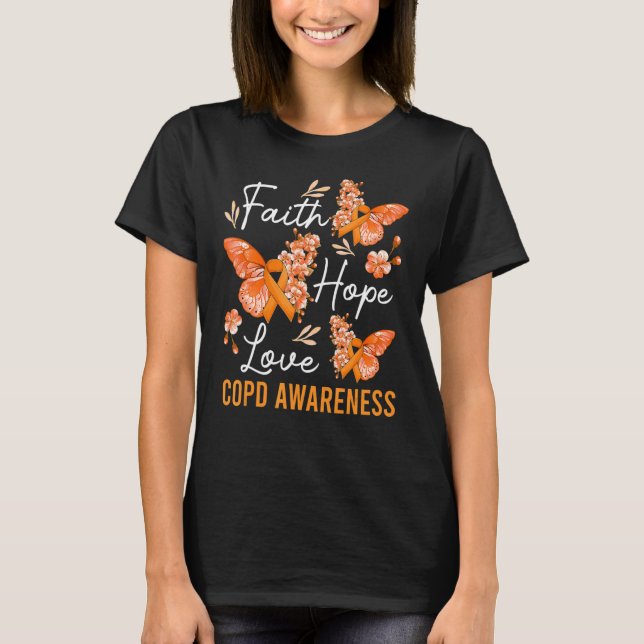 Medvetenhet om Butterfly Faith Hope Kärlek Ribbon  T Shirt (Framsida)