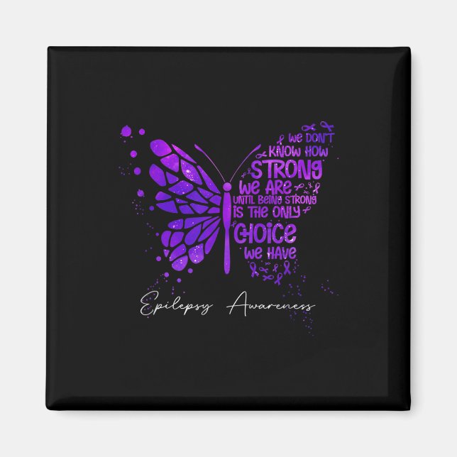 Medvetenhet om Butterfly Lila Ribbon Epilepsy Magnet (Framsidan)