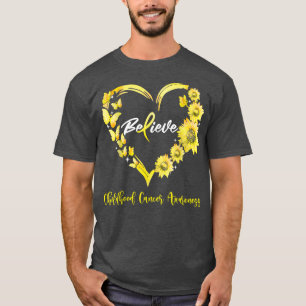 Medvetenhet om cancer Heart Butterfly Sunflow T Shirt
