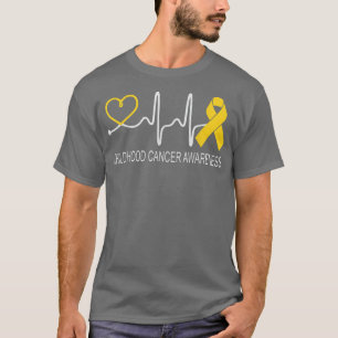Medvetenhet om cancer Heartslag Guld T Shirt