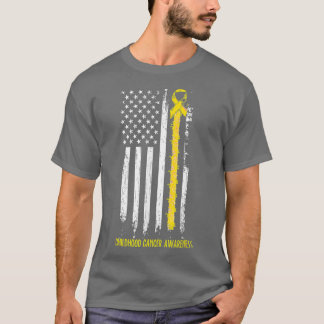 Medvetenhet om cancer hos barn Amerika Flagga Guld T Shirt