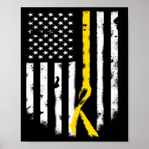 Medvetenhet om cancer hos barn Amerikanska Flagga Poster