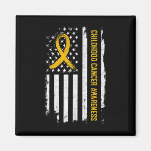 Medvetenhet om cancer hos barn i Amerika Flagga - Magnet