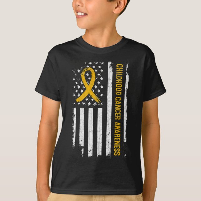 Medvetenhet om cancer hos barn i Amerika Flagga -  T Shirt (Framsida)