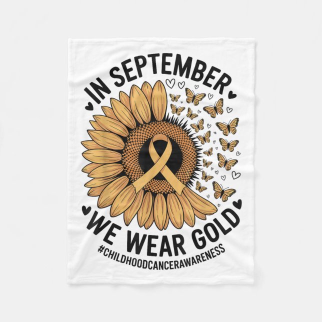 Medvetenhet om cancer hos barn med ben med fjäril fleecefilt (Framsidan)