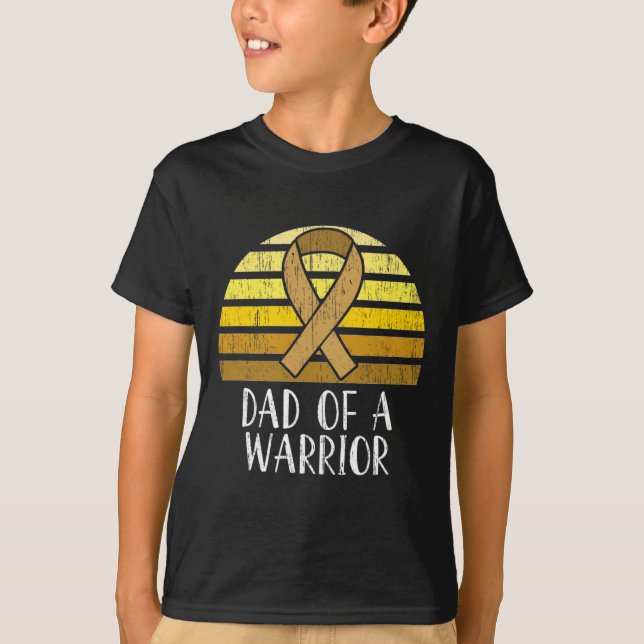 Medvetenhet om cancer hos barn Pappa om en krigare T Shirt (Framsida)