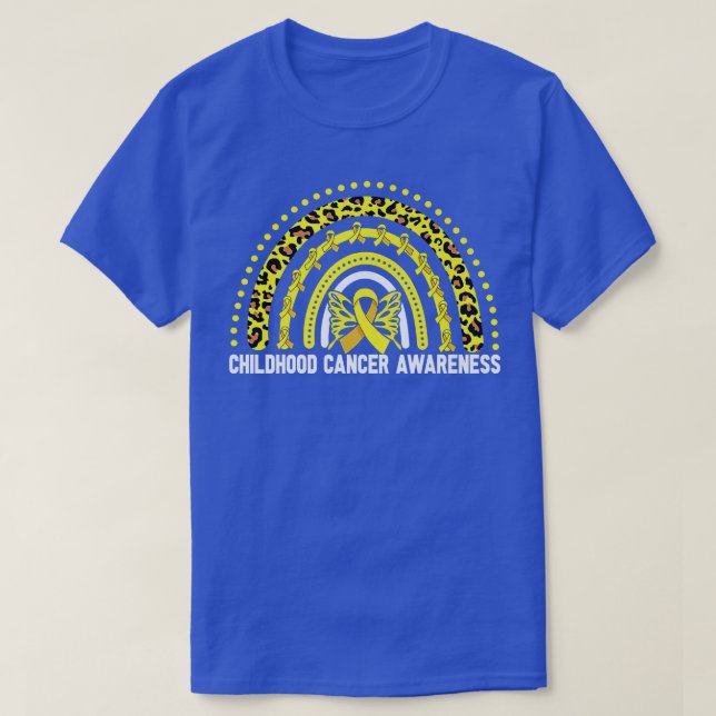 Medvetenhet om cancer hos barn, regnbåge, leopard  t shirt (Design framsida)