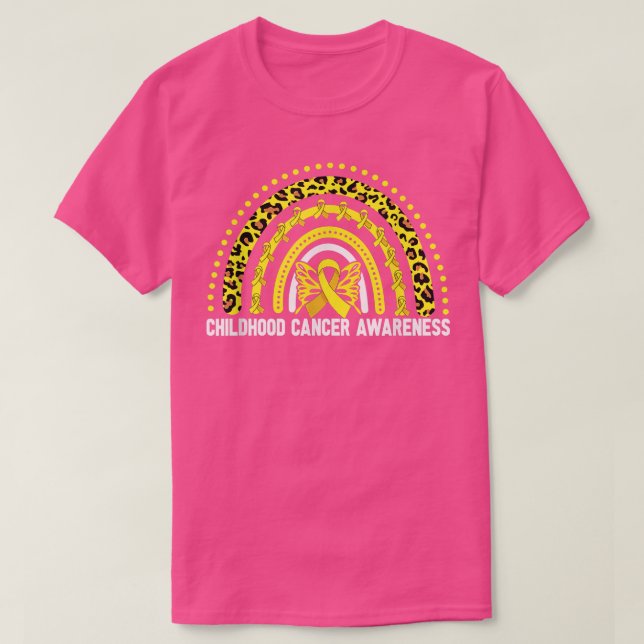 Medvetenhet om cancer hos barn, regnbåge, leopard  t shirt (Design framsida)