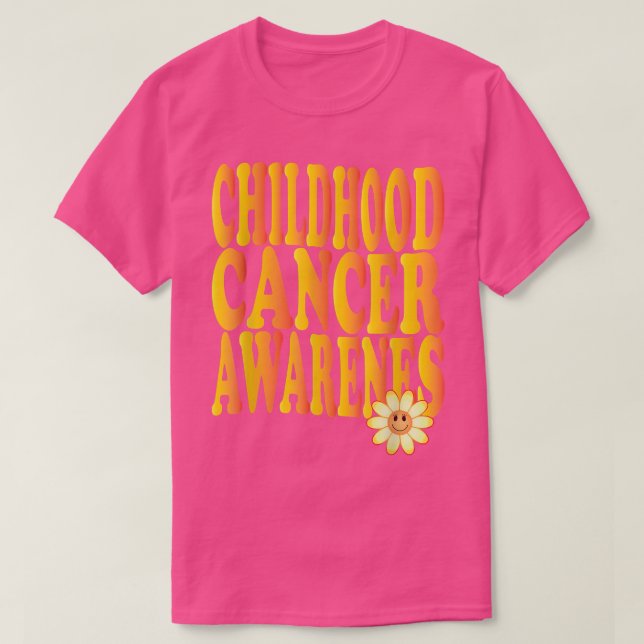 Medvetenhet om cancer hos barn Retro Groovy T Shirt (Design framsida)