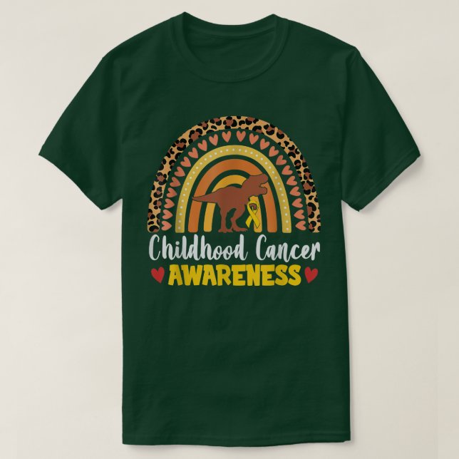 Medvetenhet om cancer i barndomen Dinosaur Guld T Shirt (Design framsida)