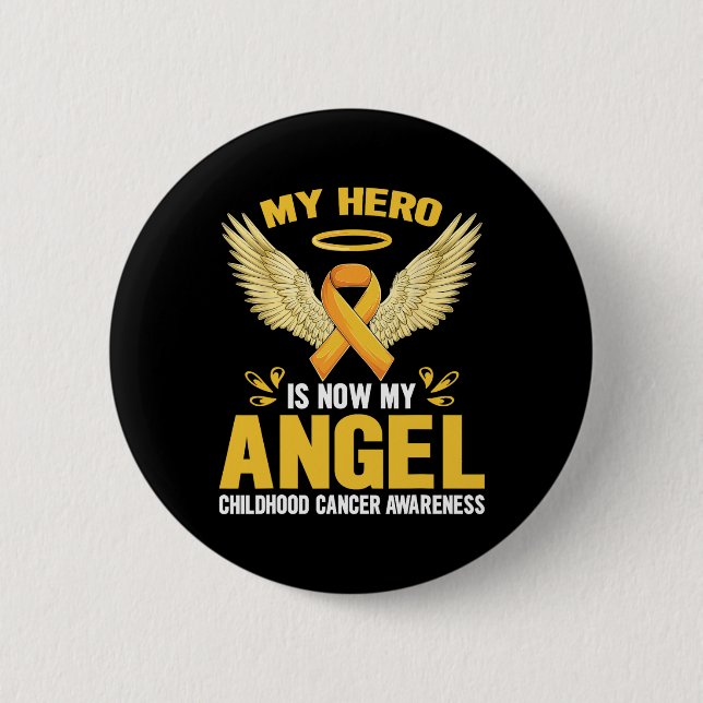 Medvetenhet om cancer i barndomen Månad Min Hero ä Knapp (Framsida)