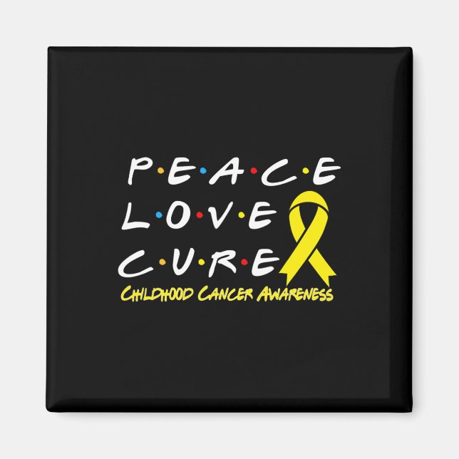 Medvetenhet om cancer i barndomen Peace Kärlek Cur Magnet (Framsidan)