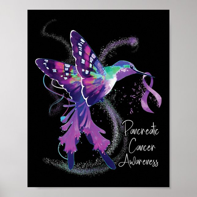 Medvetenhet om cancer i bukspottkörteln Hummingbir Poster (Framsidan)