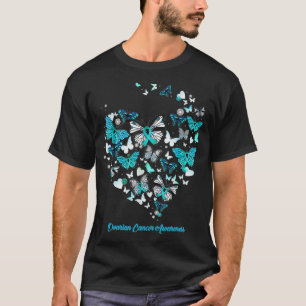 Medvetenhet om cancer i Butterfly Blue Heart Ovari T Shirt