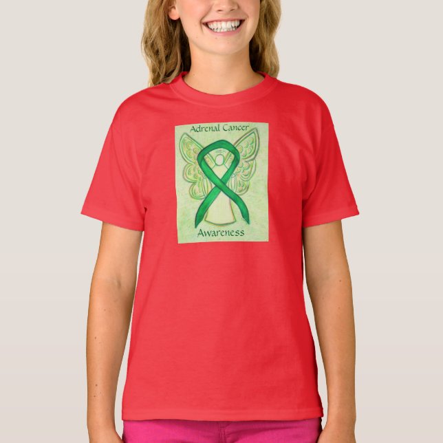 Medvetenhet om cancer i cancer Ribbon Angel Art Sh T Shirt (Framsida)