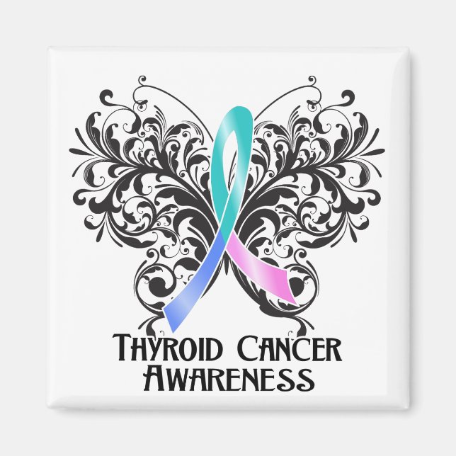 Medvetenhet om cancer i fjäril Thyroid Cancer Magnet (Framsidan)