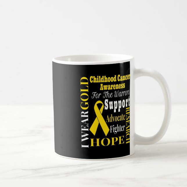 Medvetenhet om cancer i Guld för en barnkamp Kaffemugg (Höger)