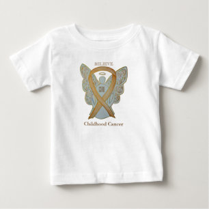 Medvetenhet om cancer i Guld Ribbon Angel Shirt Tee Shirt