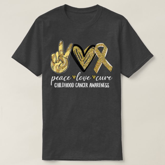 Medvetenhet om cancer i Kärlek Ri i Guld T Shirt (Design framsida)
