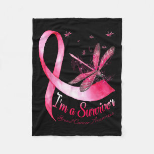 Medvetenhet om cancer i Survivor Dragonfly Breast Fleecefilt
