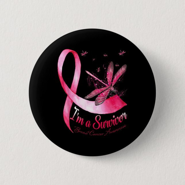 Medvetenhet om cancer i Survivor Dragonfly Breast  Knapp (Framsida)