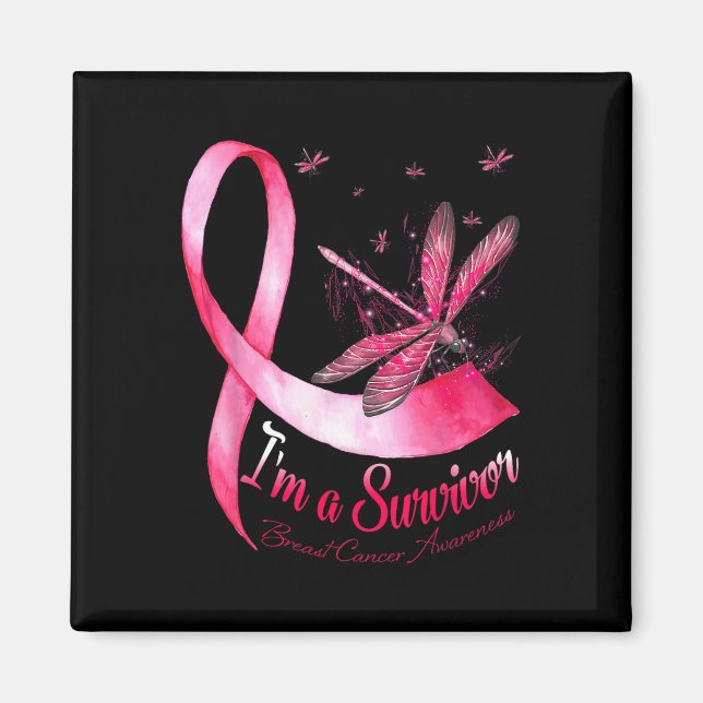 Medvetenhet om cancer i Survivor Dragonfly Breast  Magnet (Framsidan)