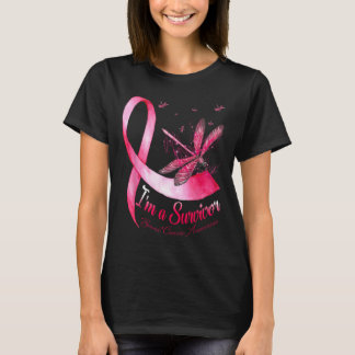 Medvetenhet om cancer i Survivor Dragonfly Breast  T Shirt