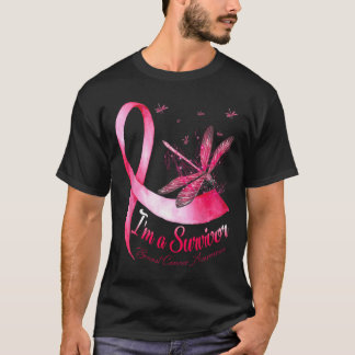 Medvetenhet om cancer i Survivor Dragonfly Breast  T Shirt