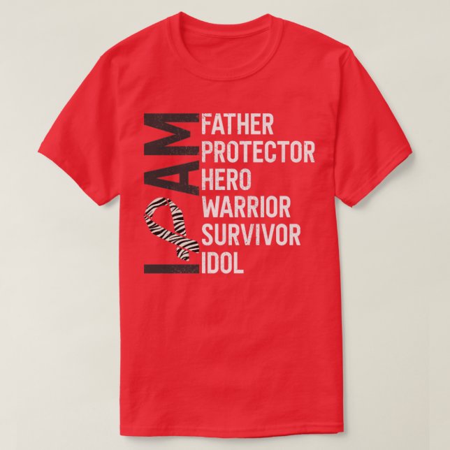 Medvetenhet om cancer jag är Far Hero Warrio T Shirt (Design framsida)