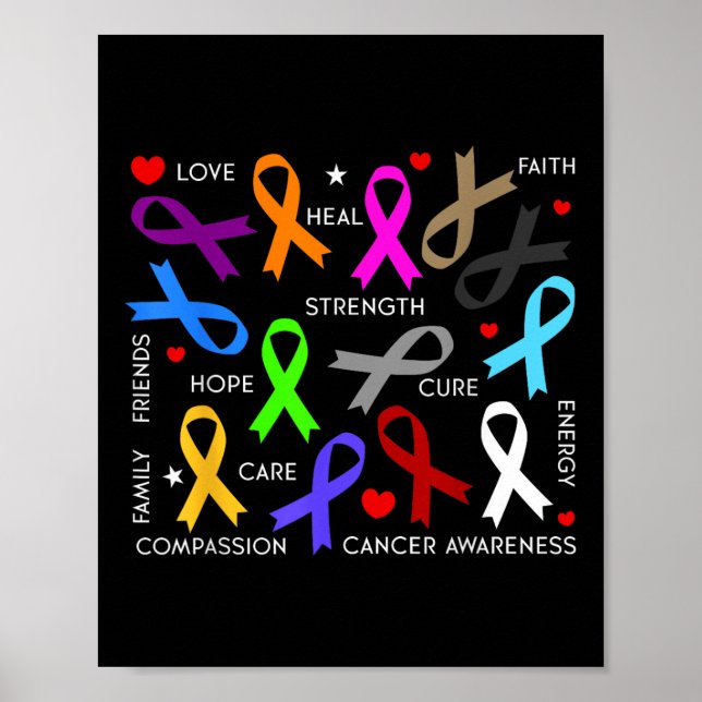 Medvetenhet om cancer - Kampen mot cancer i Rosett Poster (Framsidan)